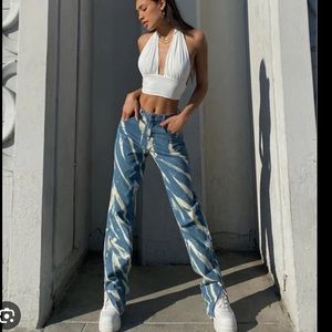 PRINCESS POLLY WHITE TIGER STRIPED DENIM